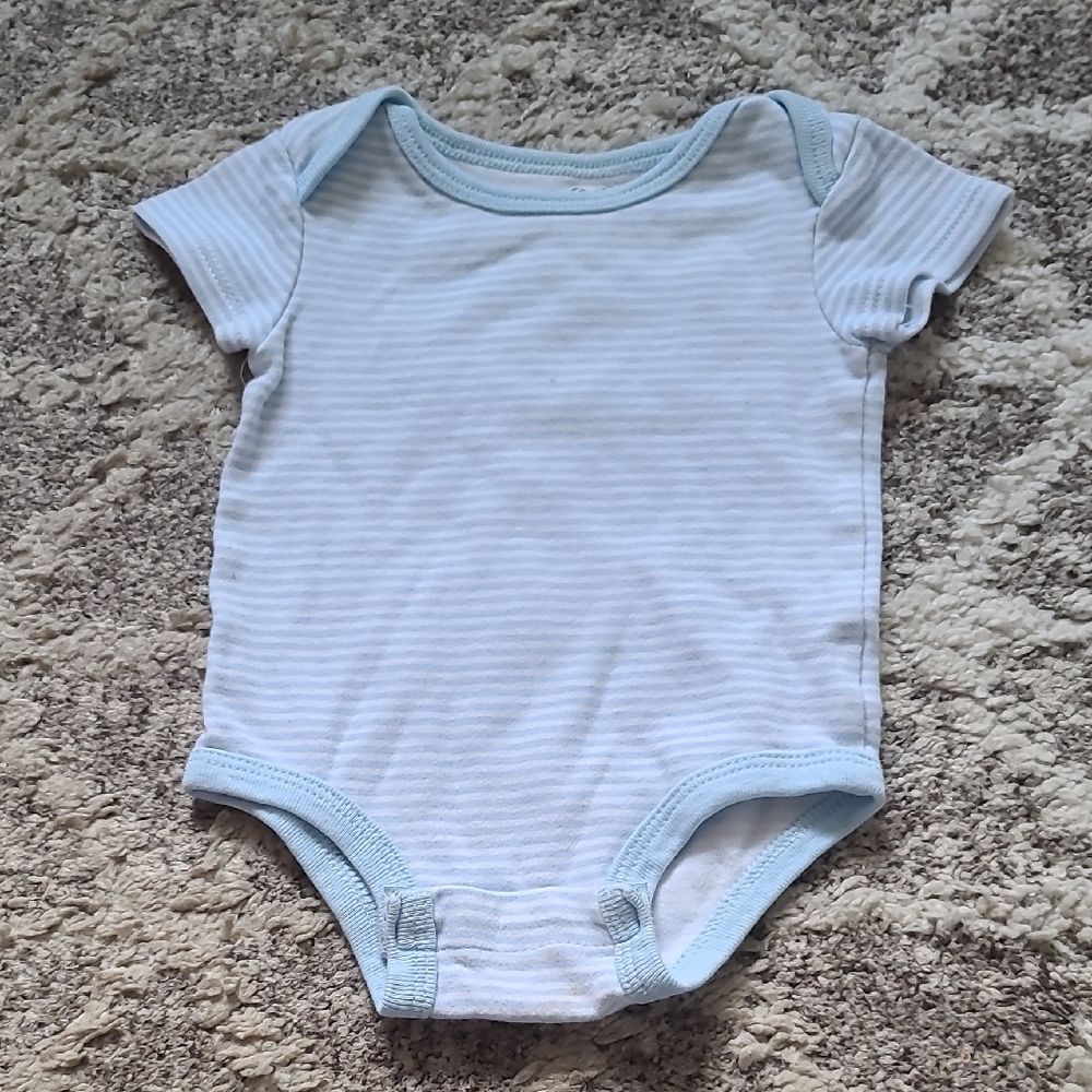 20 for $10 - Rococo 3m Boys White & Blue Stripes Short Sleeve Onesie